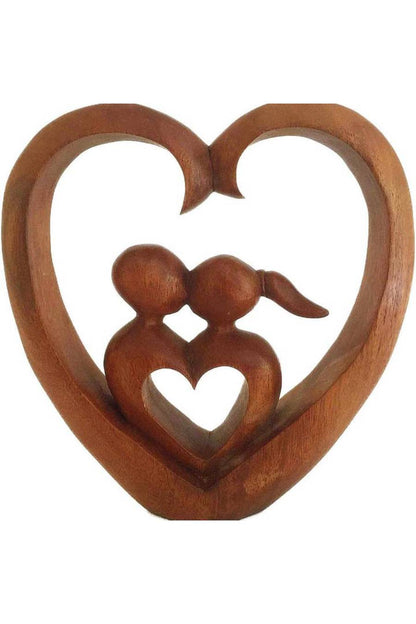 The Love Between Wooden Heart Figurine Statue (Coming Soon)