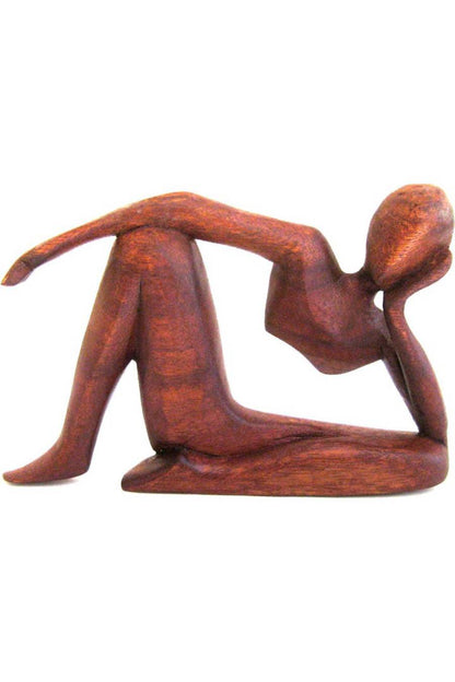 Thinking Person Wooden Abstract Sitting Figurine Statue