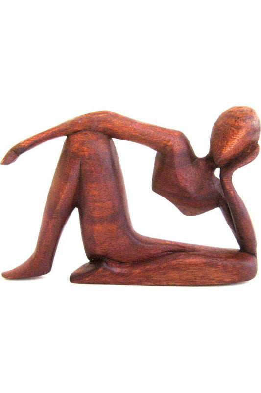 Thinking Person Wooden Abstract Sitting Figurine Statue