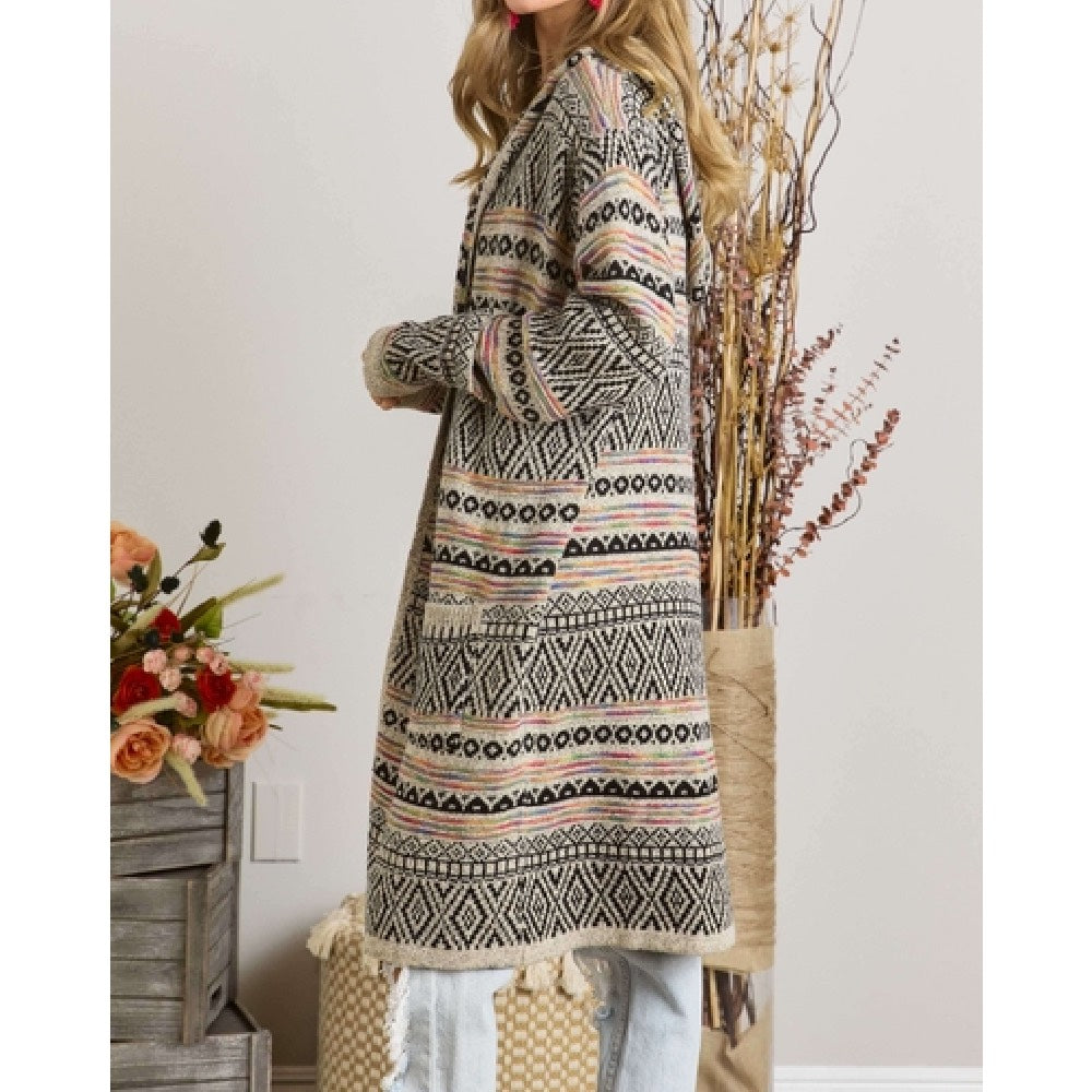 Tribal Hoodie Sweater Cardigan