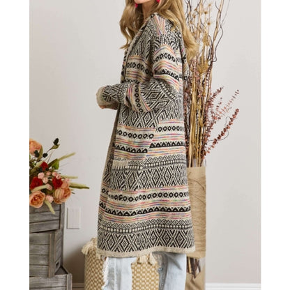 Tribal Hoodie Sweater Cardigan