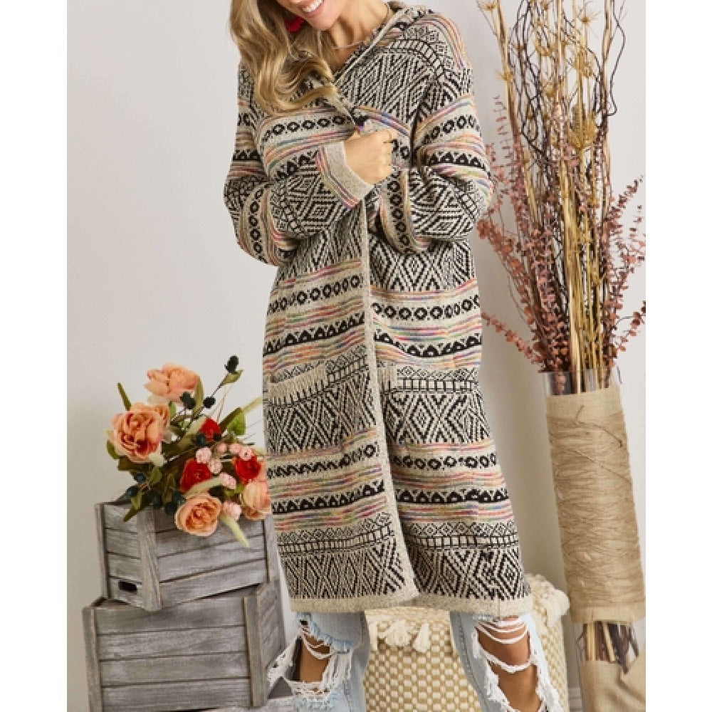 Tribal Hoodie Sweater Cardigan