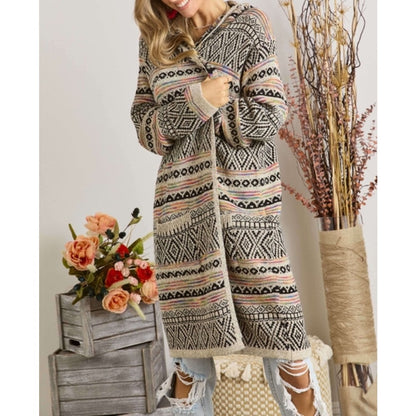 Tribal Hoodie Sweater Cardigan