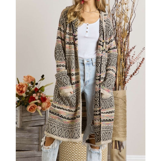 Tribal Hoodie Sweater Cardigan