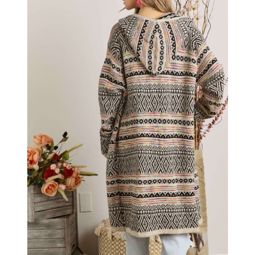 Tribal Hoodie Sweater Cardigan