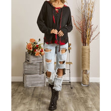 Load image into Gallery viewer, Trinity Front Lace Up Hoodie Top

