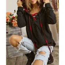 Load image into Gallery viewer, Trinity Front Lace Up Hoodie Top
