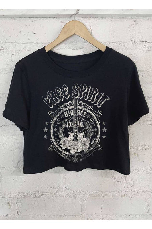 Vintage Free Spirit Rock & Roll Short Crop Top