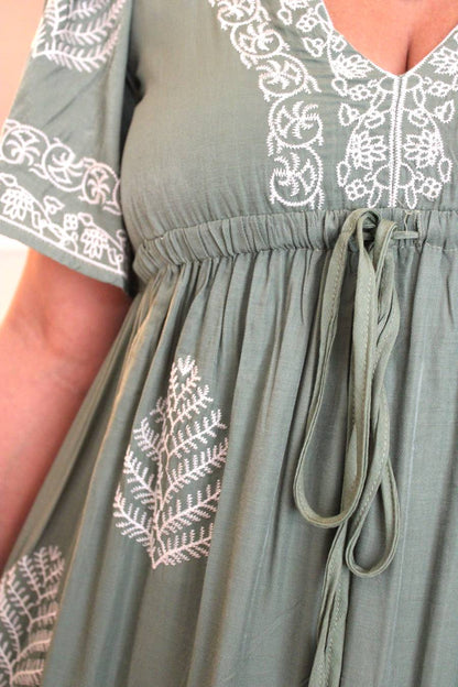 Walk Amongst The Trees Embroidered Maxi Dress