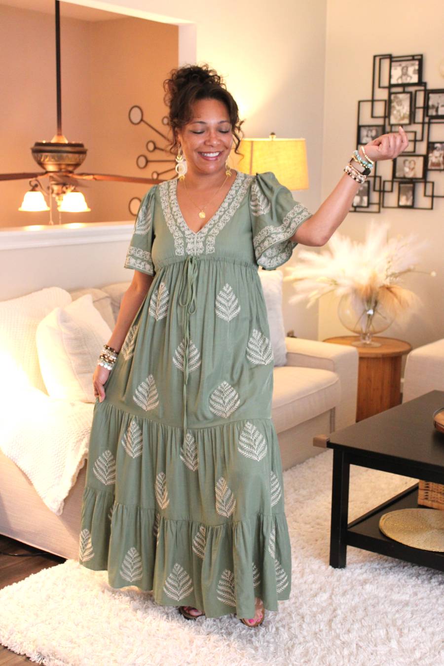 Walk Amongst The Trees Embroidered Maxi Dress