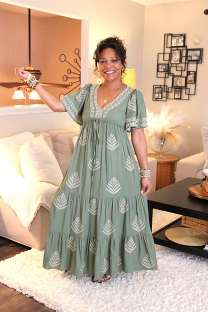 Walk Amongst The Trees Embroidered Maxi Dress