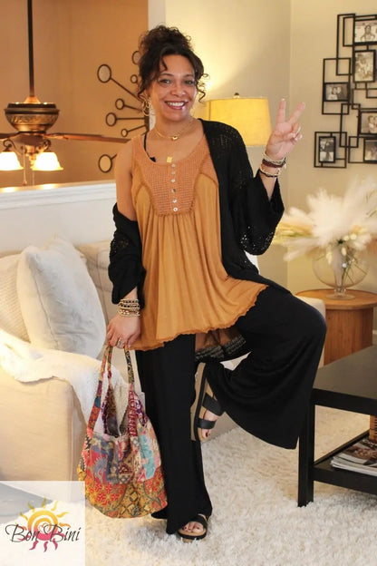 POL Warm Tones Babydoll Top
