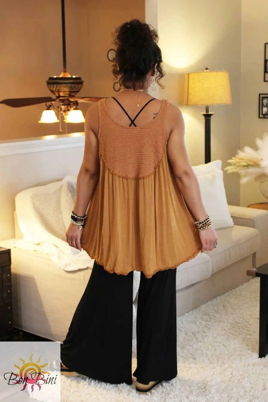 POL Warm Tones Babydoll Top