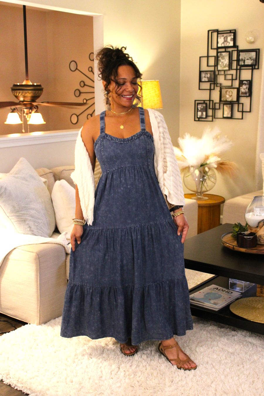 Washed Tencel Tiered Dress