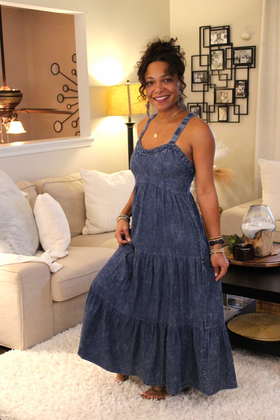 Washed Tencel Tiered Dress