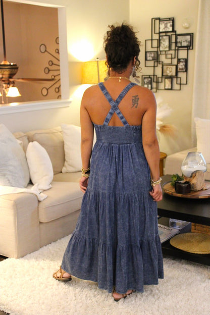 Washed Tencel Tiered Dress
