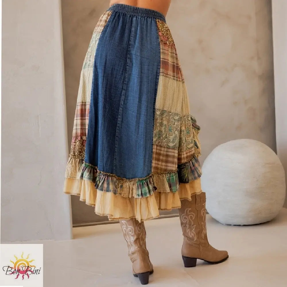 YT Western Boho Midi Skirt