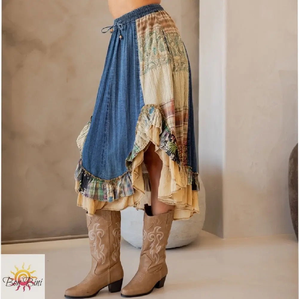 YT Western Boho Midi Skirt
