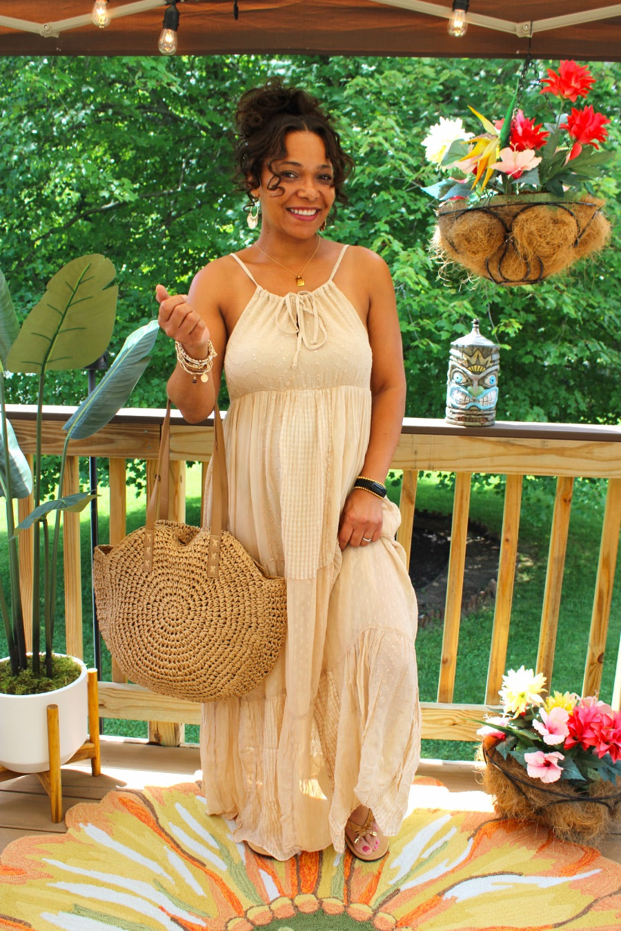 YT Whispers Of Venice Halter Maxi Dress