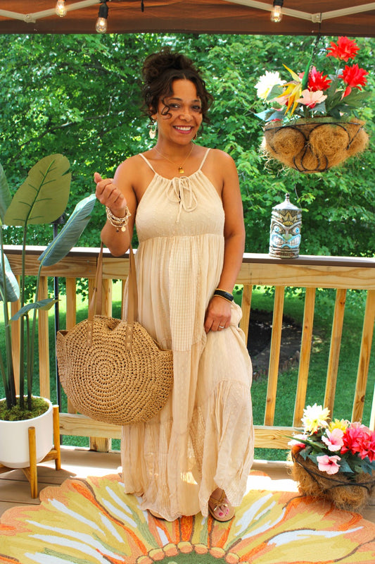 YT Whispers Of Venice Halter Maxi Dress