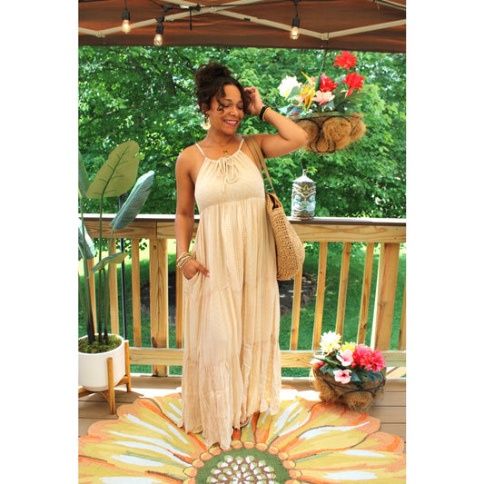 YT Whispers Of Venice Halter Maxi Dress
