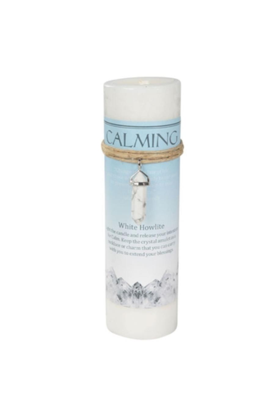 White Howlite "Calming" Crystal Energy Pendant Candle