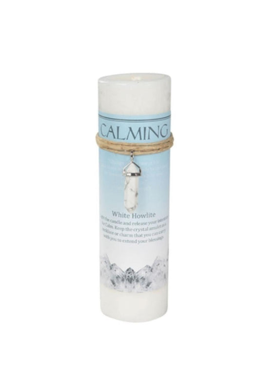 White Howlite "Calming" Crystal Energy Pendant Candle