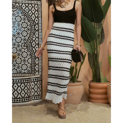 Wrapped In Crochet Knit Midi Dress