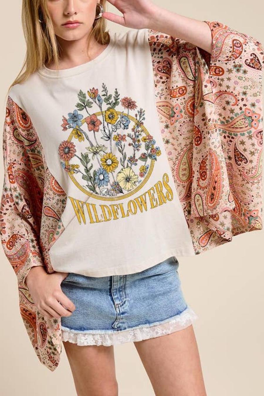Wildflowers Kantha Sleeve Top
