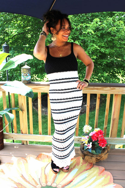 Wrapped In Crochet Knit Midi Dress