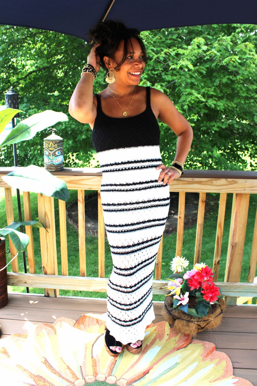 Wrapped In Crochet Knit Midi Dress