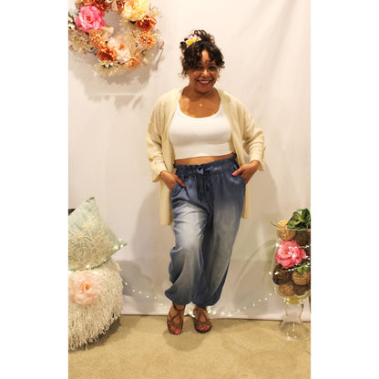 Chambray Paper Bag Waisted Jogger