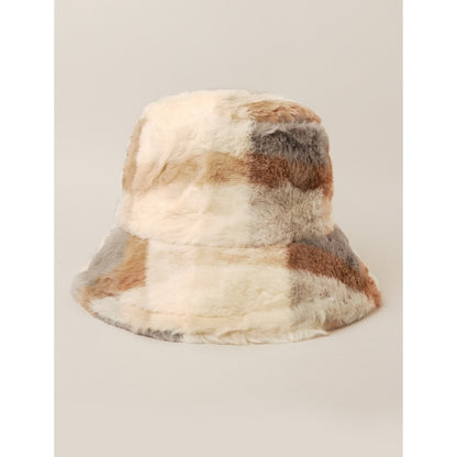 Calico Faux Fur Bucket Hat