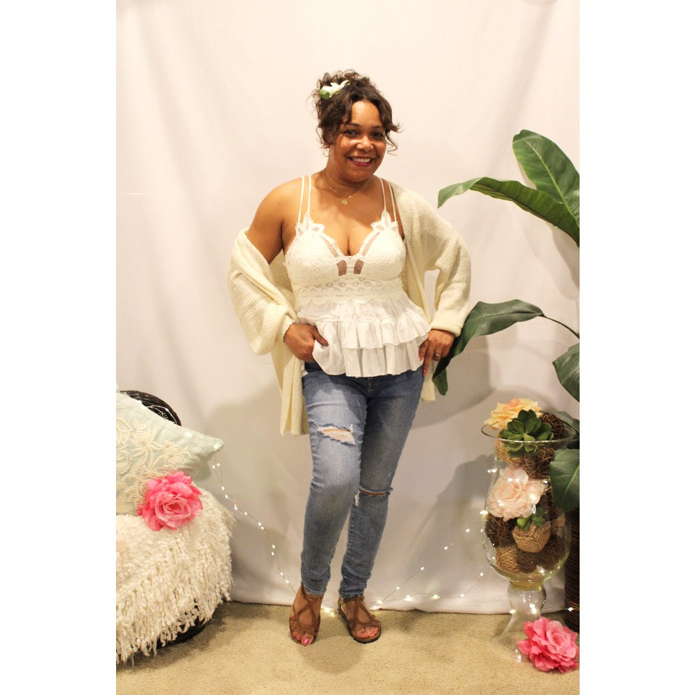 Ruffled Flower Lace Cami