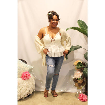 Ruffled Flower Lace Cami