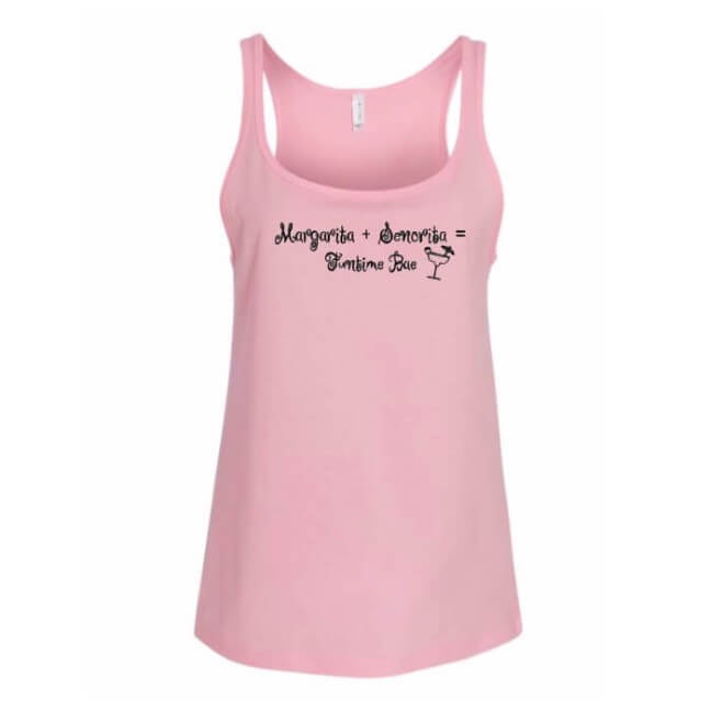 Light pink version of tank with as described design in black.