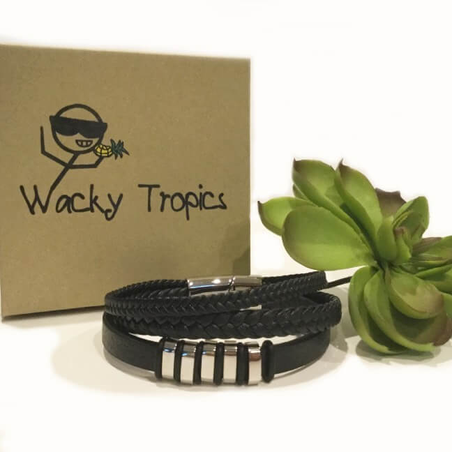Black Three Row Braided Bracelet