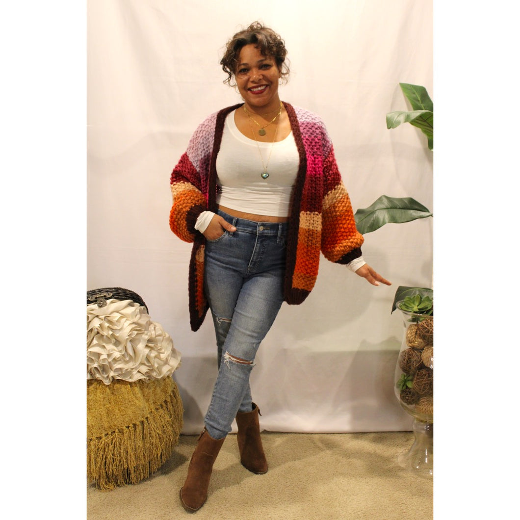 Rainbow Sunset Hand Knitted Cardigan