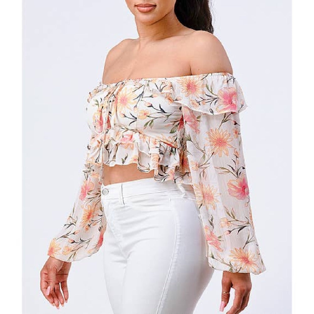 Sunset Blossom Ruffle Top