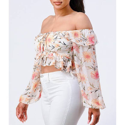 Sunset Blossom Ruffle Top
