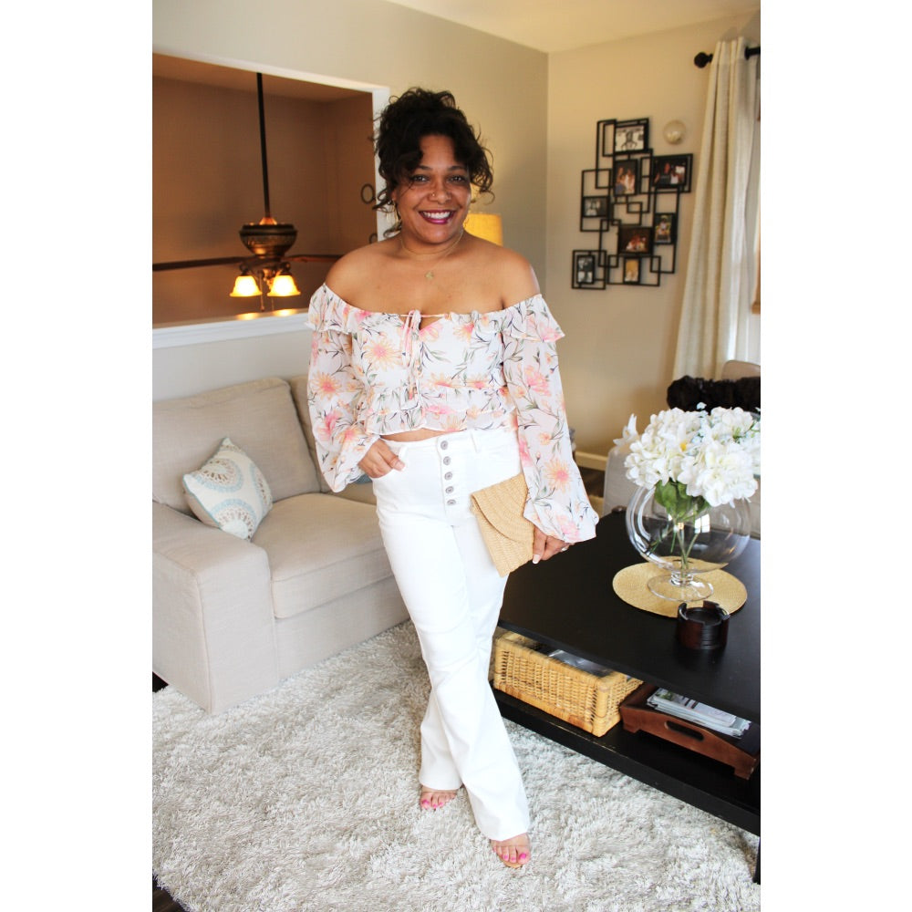 Sunset Blossom Ruffle Top