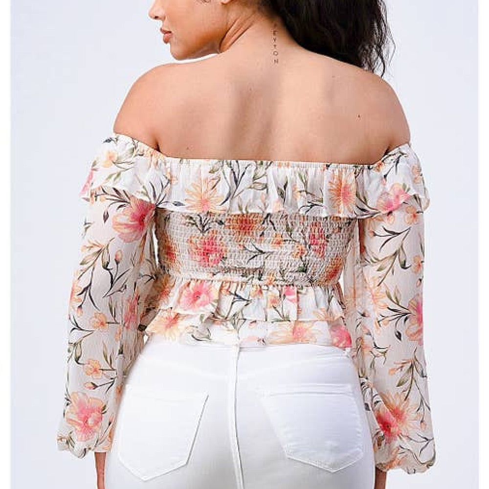 Sunset Blossom Ruffle Top