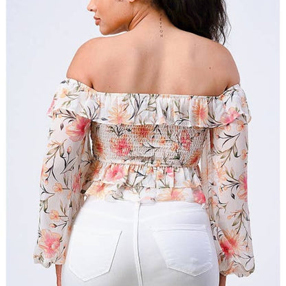 Sunset Blossom Ruffle Top
