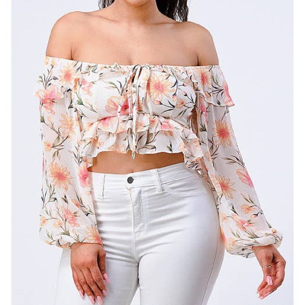 Sunset Blossom Ruffle Top