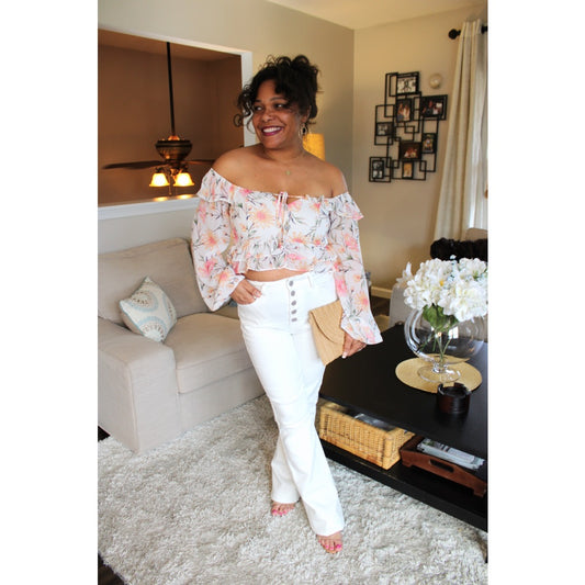 Sunset Blossom Ruffle Top