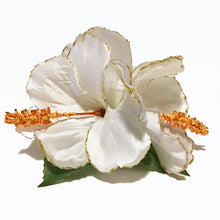 Load image into Gallery viewer, White Gold Hibiscuses

