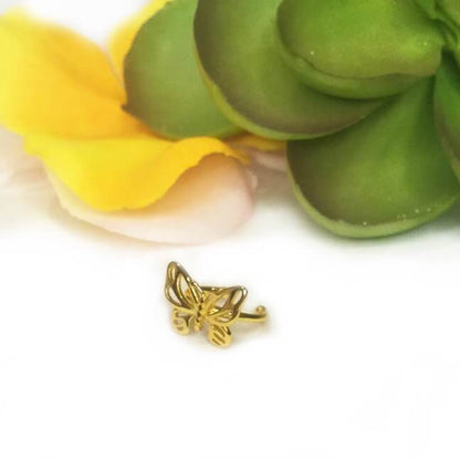 Front view of butterfly ear cuff with cutouts.
