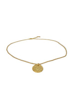 Load image into Gallery viewer, Necklace with small hammered medallion pendant.
