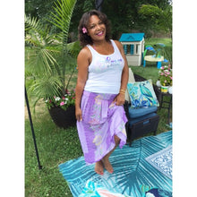 Load image into Gallery viewer, 5&#39;1 Model Wearing Lavender &amp; Lilacs Strapless Convertible Dress/Skirt as Skirt

