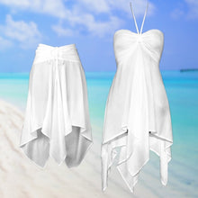 Load image into Gallery viewer, White Halter Style Convertible Top/Skirt With Handkerchief Hem
